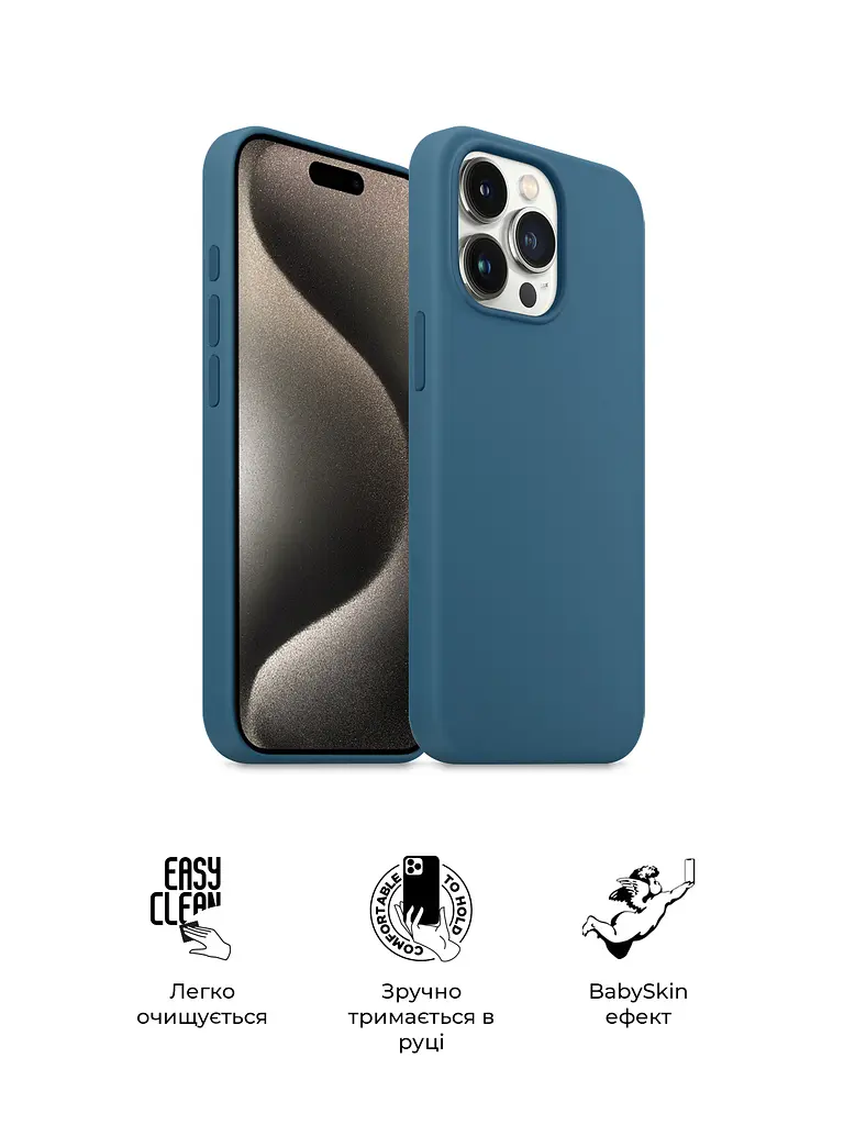 Силиконовый чехол для Apple iPhone 15 Pro Max, ICON2 Case, синий, противоударный, панель, защита всего корпуса, матовая поверхность Soft Touch, выступает над дисплеем, совместим с защитными стеклами и пленками, с микрофиброй, ArmorStandart (ARM70530) - фото 3