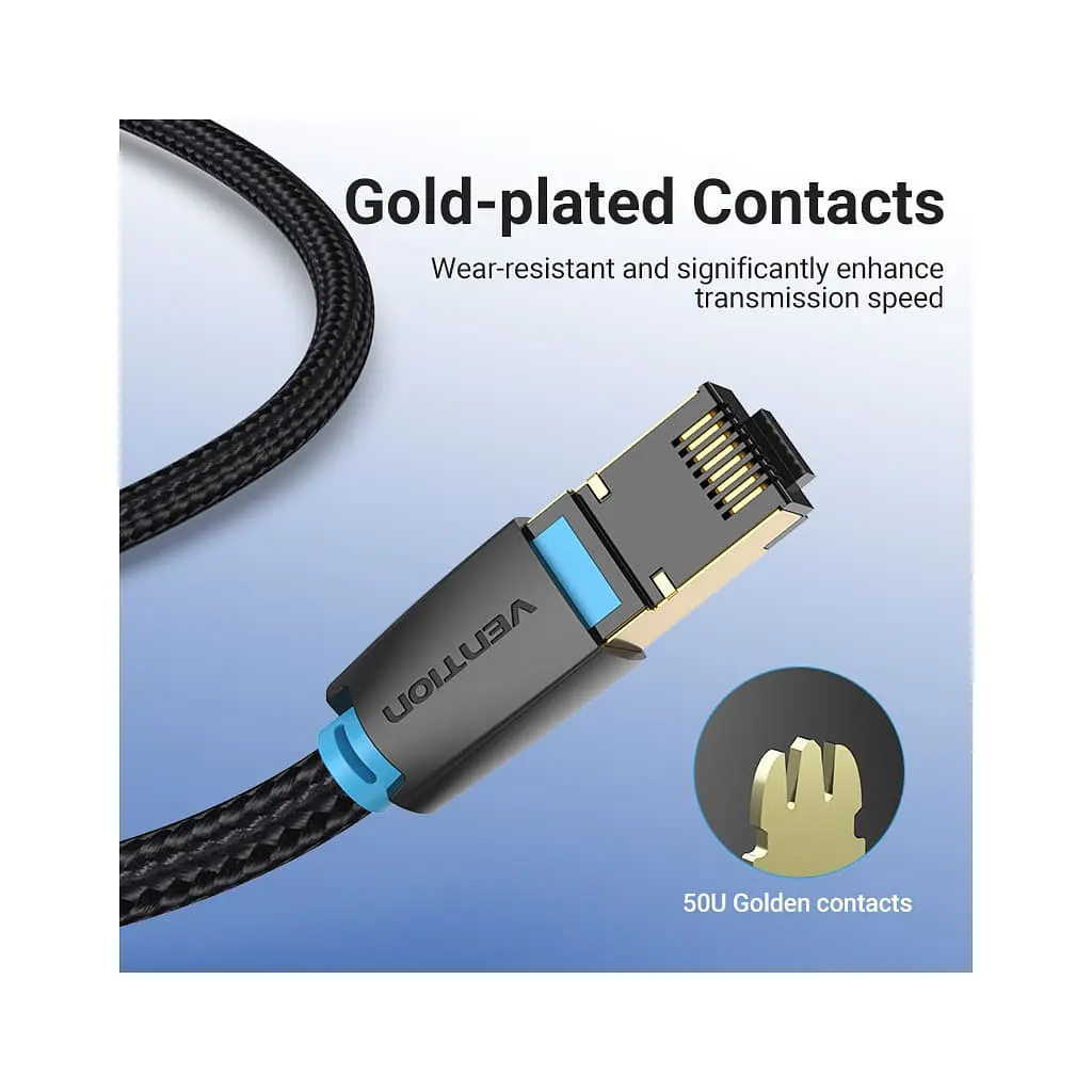 Патч-корд 5м, S/FTP cat 8 RJ-45 COPPER black Vention (IKGBJ) - фото 7
