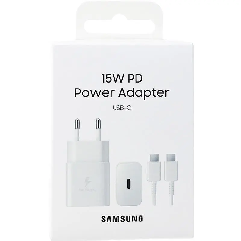 Samsung Зарядное устройство сетевое 15Вт USB-С, кабель USB-C > USB-C, 1 м, белый - фото 5
