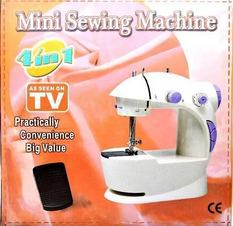 Швейна міні машинка Mini Sewing Machine SM-202A 4 в 1 портативна домашня машинка для шиття від мережі / батарей / педалі - фото 6