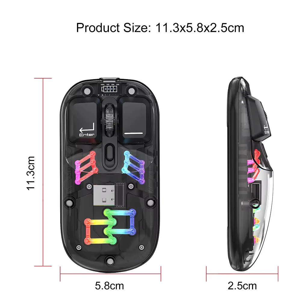 Миша бездротова HXSJ Т200 з акумулятором 2,4G Bluetooth Black - фото 2