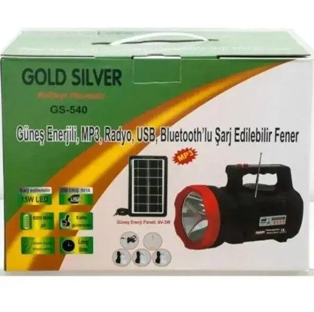 Фонарь на солнечной батарее Gold Silver GS-540 и зарядное устройство - фото 2