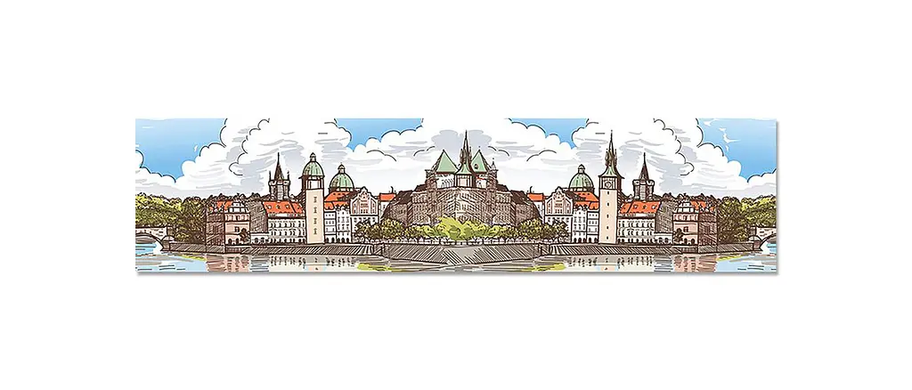Кухонний фартух Фортеця ПВХ наклейка олівець малюнок замок місто Коричневий 60х250 см Happy Pocket Z180802 - фото 7
