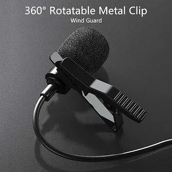 Петличка для телефона Lavalier microphone HSX-M01 Черный, петличный микрофон для смартфона внешний 1.5м (ST) - фото 4