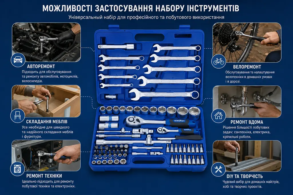 Набір інструментів 82 предмети / Набір ручного інструменту професійний 82 шт - фото 4