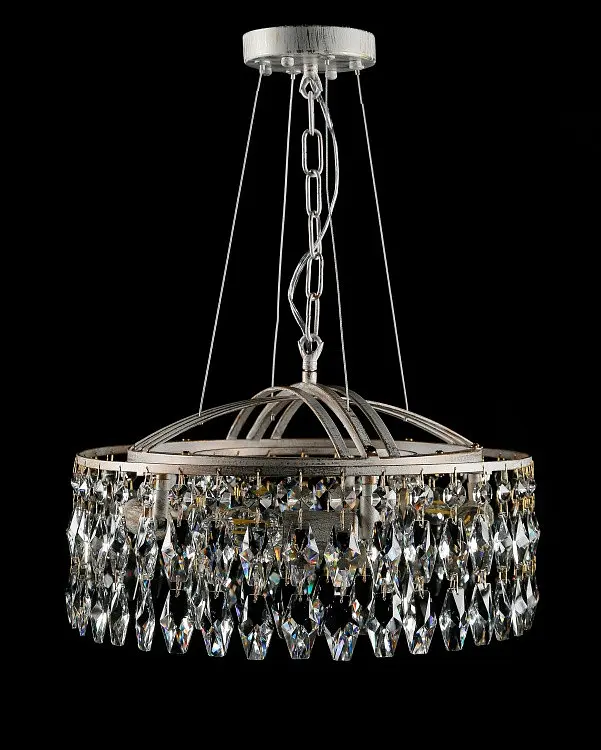Кришталева люстра Crystal для спальні Splendid Ray L88106/400/5 WT+GD біле золото 5 ламп E14 діаметр 40 см - фото 2