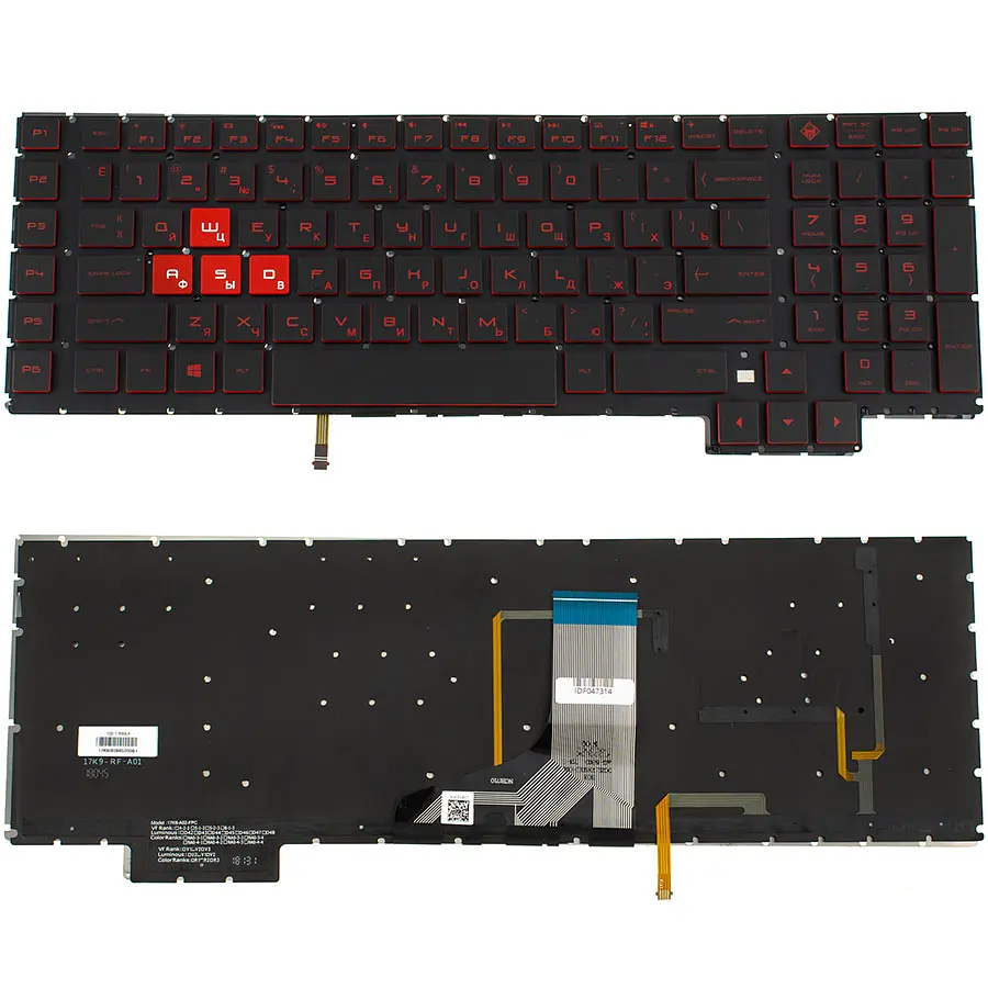 Клавіатура для ноутбука HP (Omen: 17-an series) rus, black, без фрейма, підсвічування клавіш - фото 2