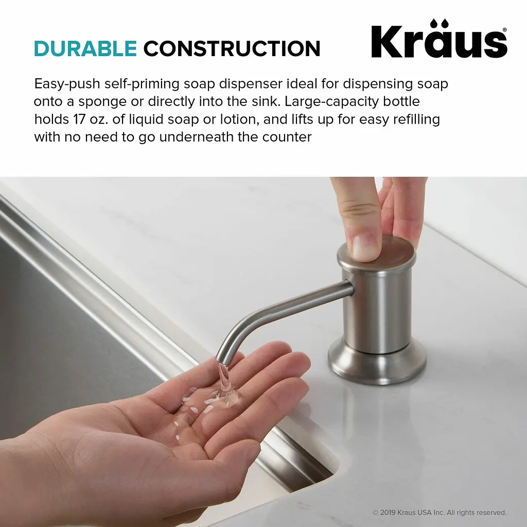 Дозатор для миючого засобу Kraus KSD-80CH, Хром - фото 7
