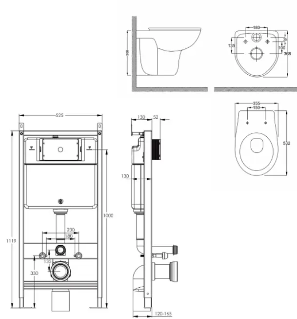 Комплект інсталяція 4 в 1 Volle Master Evo 212010 + унітаз RJ FLIP Rimless RJCEJ0005 з сидінням Soft Close, Білий - фото 6