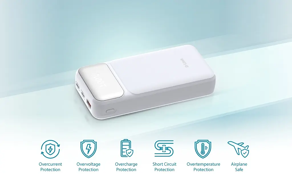 Акумулятор портативний літій-іонний D-Link Power Bank 20000мА*рік, 65Вт PD 3.0, QC 3.0, 2xUSB-C, 1xUSB-A з дисплеєм, білий - фото 4