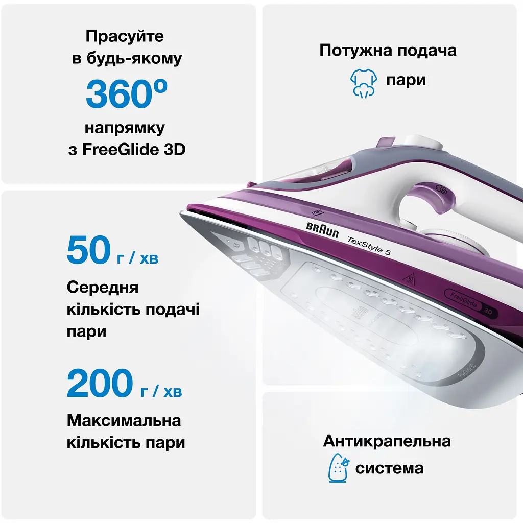 Утюг Braun SI 5037 VI фиолетовый - фото 2