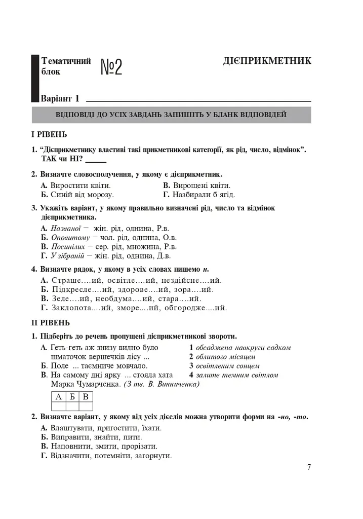 Українська мова. Тематичний тестовий зошит. 7 клас. Видання 3-тє - Тарас Ткачук - фото 8