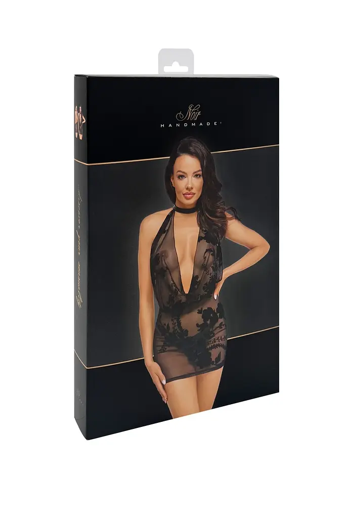 Сукня Noir Handmade F313 Mythos, S, black, прозора, міні, відкрита спина, декор зі стразів - фото 7