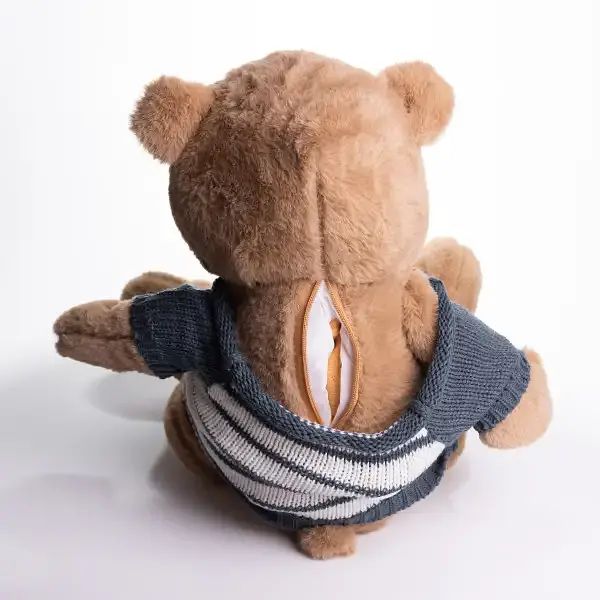 Мягкая игрушка с пледом 110х140 см Мишка Тедди в полосатом свитере бежевый детский плюшевый плед игрушка подушка детская ТМ COLORFUL HOME 509-35BRL - фото 4