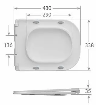 Сиденье для унитаза Mixxus Seat Cover Quadro-2003 с микролифтом 430x338х35 мм MI6689, Белый - фото 2