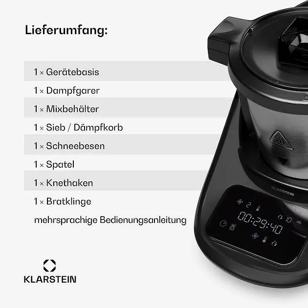 Кухонный комбайн Klarstein Aria Smart 1700 Вт (10045491) - фото 8