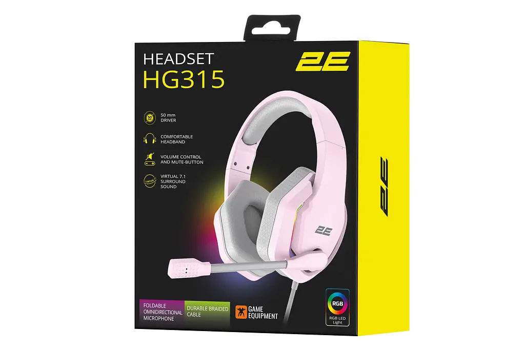 Навушники ігрові з мікрофоном 2E GAMING HG315 Pink, 7.1, USB-A, RGB, 2 м - фото 5