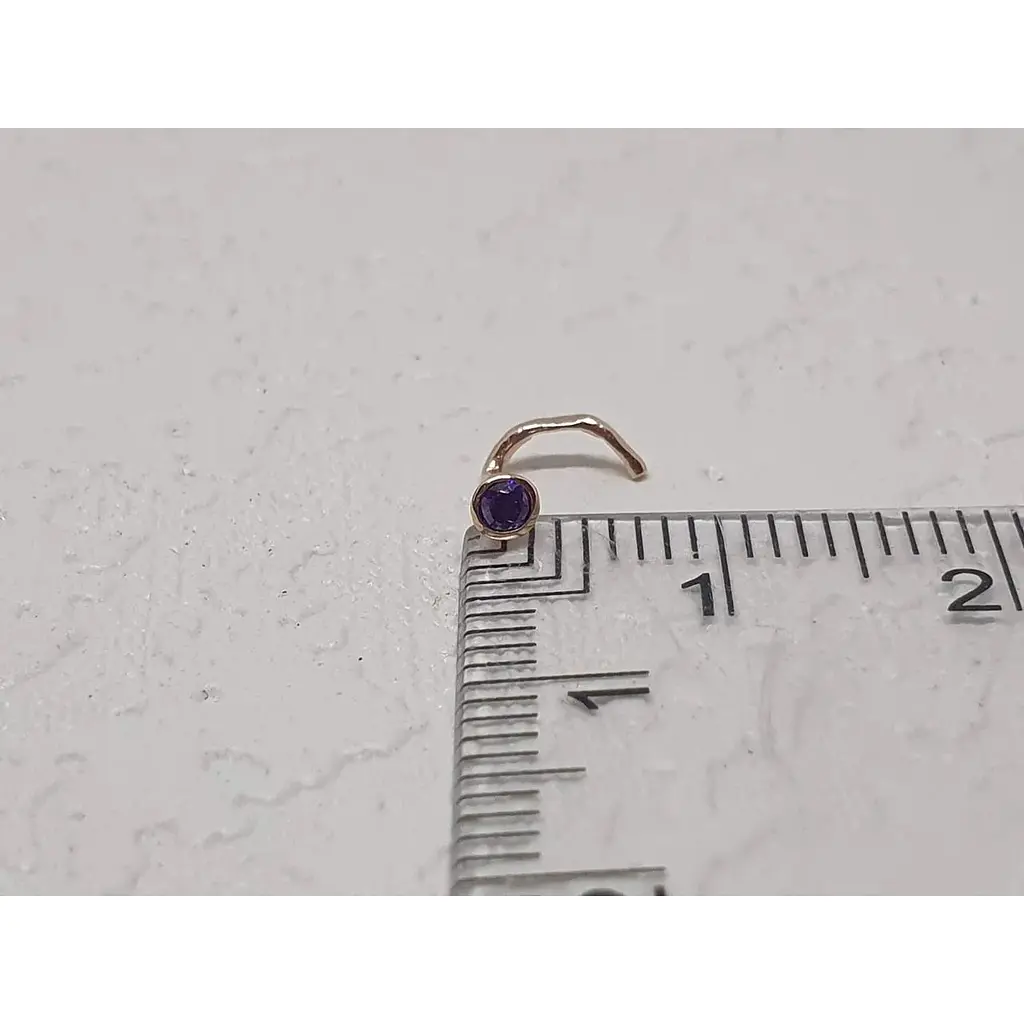 Золота сережка-пірсинг Dear в ніс Dear с фіанітом. 1023.4 Аметистовий - фото 5