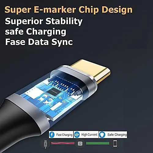 Кабель USB-C - USB-C 3.1 Gen2 10Gbps Передача даних, 100W 20V/5A 3.3ft USB Type C PD Швидкий зарядний кабель 4K Відеовихід - фото 7