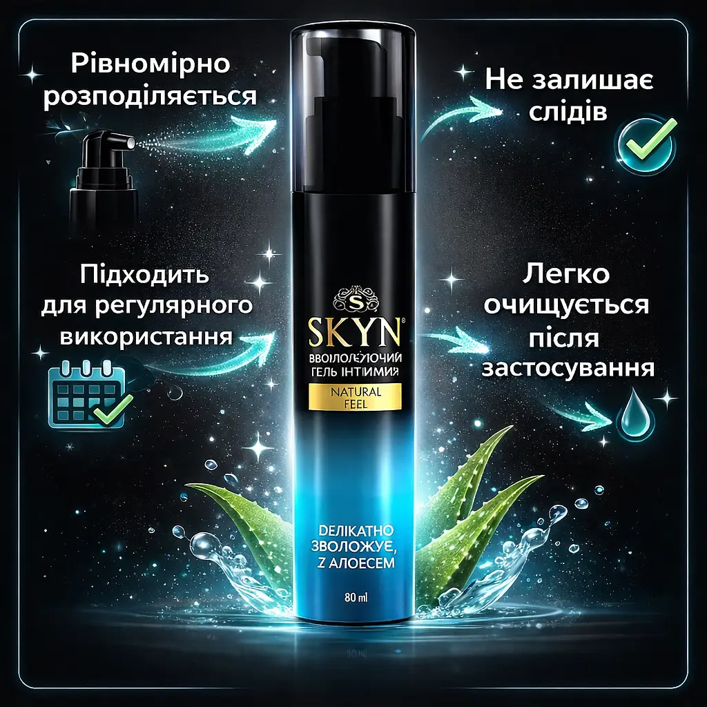 Лубрикант SKYN Natural 80 мл на водній основі, інтимний гель-змазка без запаху та парабенів, зволожуючий гель - фото 4