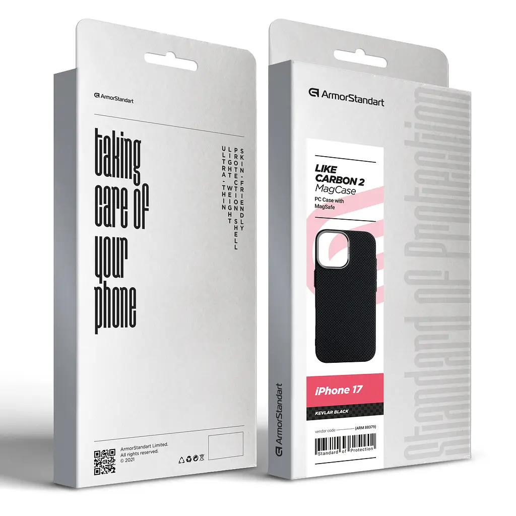 Карбоновый чехол для Apple iPhone 17, LikeCarbon2 MagCase, черный, тонкий защитный чехол-панель из поликарбоната с магнитами N52, MagSafe, противоударный, совместим с беспроводной зарядкой, приподнятые края для защиты камеры, ArmorStandart (ARM88379) - фото 8