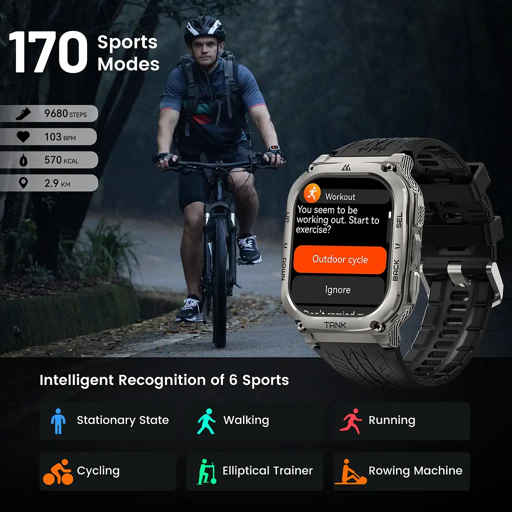 Смарт-часы Kospet Tank M3 наручные silver (16426) - фото 4