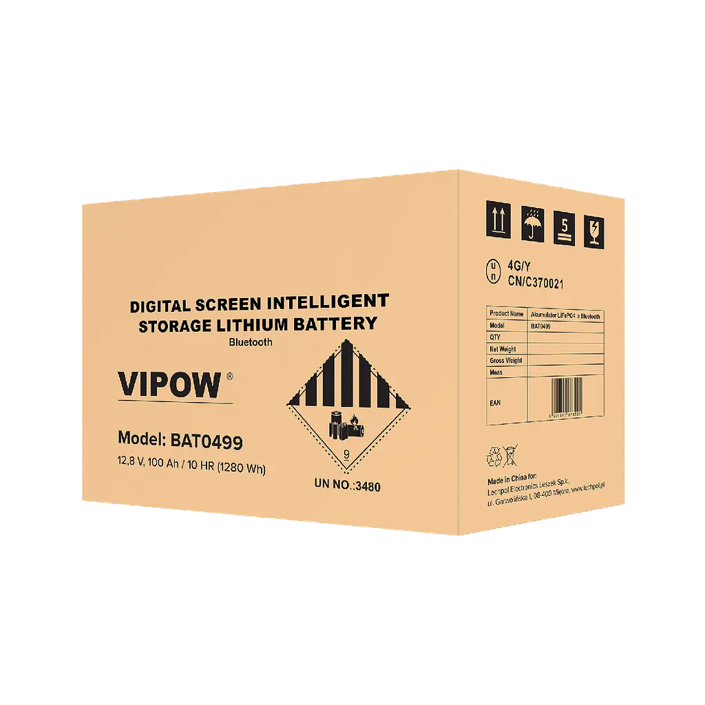 Аккумулятор Vipow LiFePO4 12,8В 100Ah (100А) BMS 1280Wh Bluetooth - фото 3