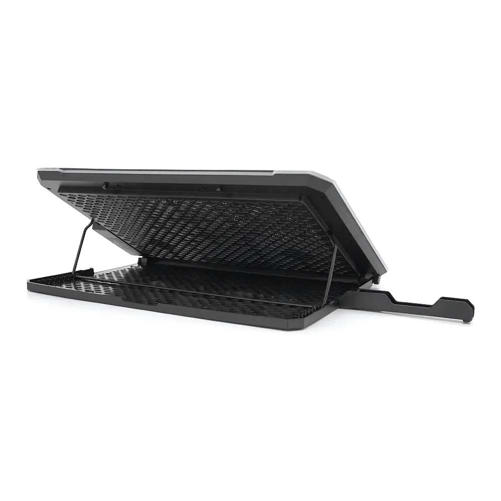 Підставка під ноутбук IceCoorel K15, 10-17", 4*100mm 1400±10% RPM, корпус пластик+алюміній, 2xUSB 2.0 + підставка для мобільного телефону, 420x300x28mm, RGB, Box, Q10 - фото 3