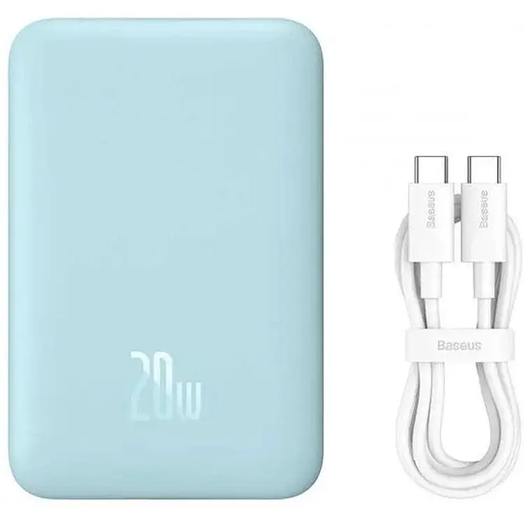 Портативна батарея Baseus Magnetic Mini Wireless Fast Charge Power Bank 10000 mAh 20W PPCX030003 Blue - фото 4