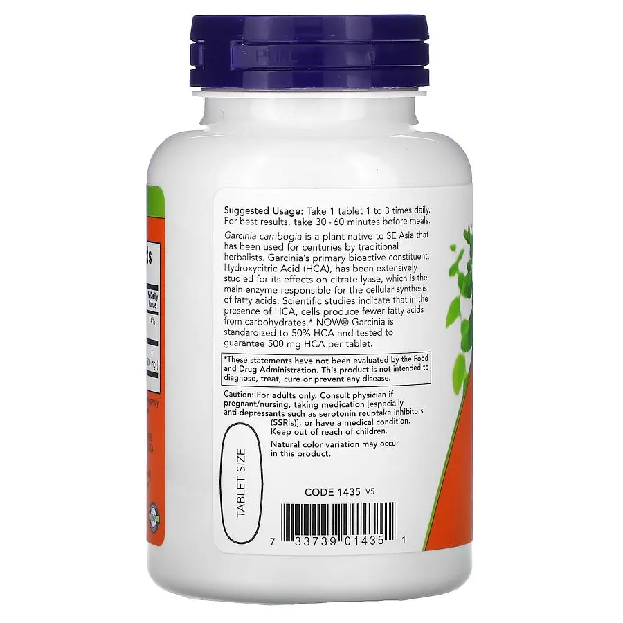Натуральна добавка NOW Garcinia 1000 mg, 120 таблеток - фото 3