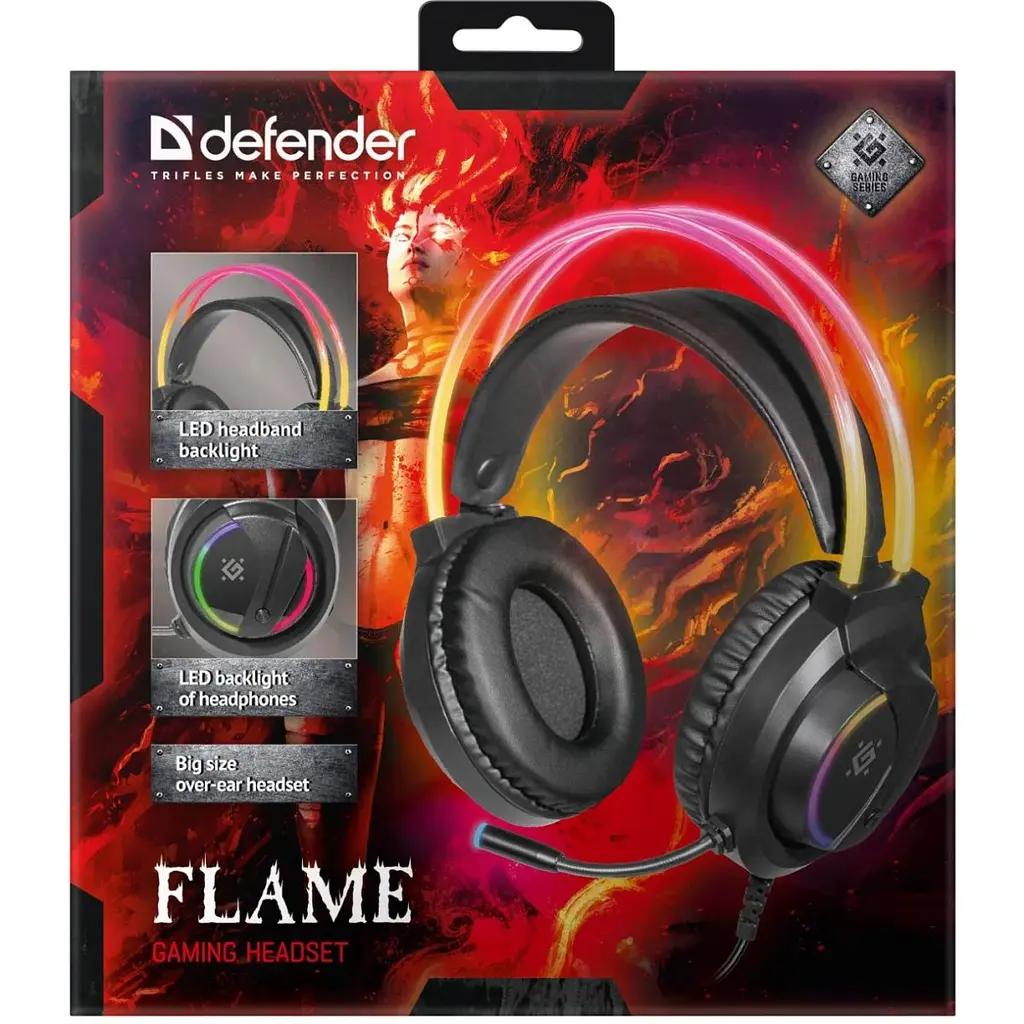 Игровая гарнитура Defender Flame RGB кабель 2 м черная (64555) - фото 9