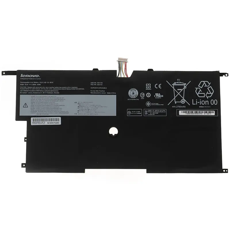 Акумулятор для ноутбука Lenovo 45N1701 (ThinkPad X1 Carbon 2nd Generation) 14.8V 3040 mAh 45Wh Black - фото 3