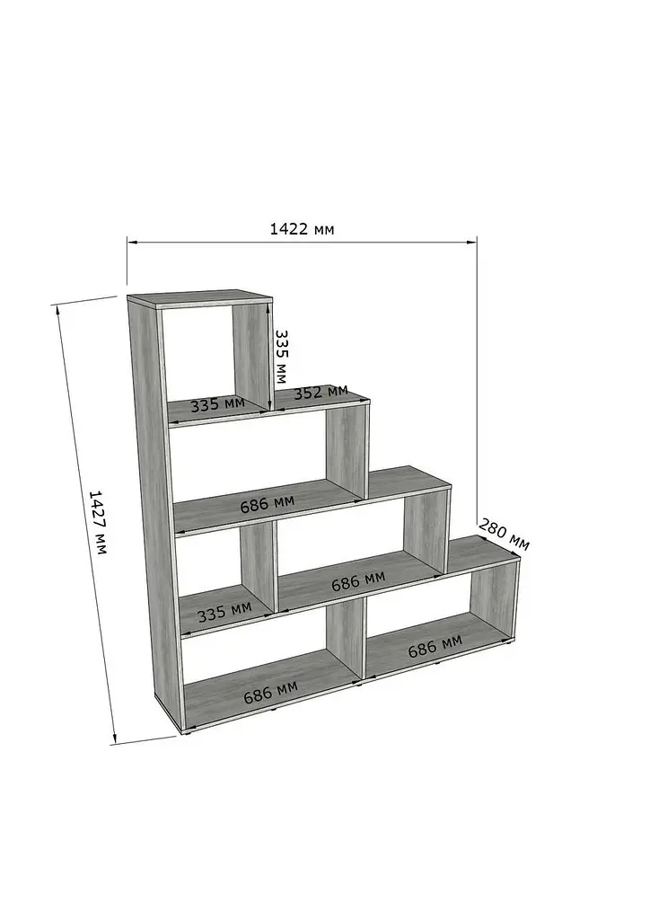 Стеллаж для книг Moreli GT-57 1422x1427x280 мм Белая (mo-gt57-white) - фото 2