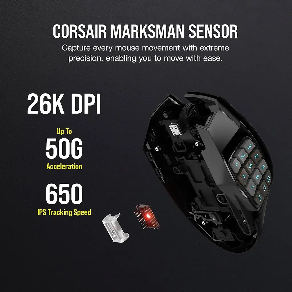 Миша комп'ютерна Corsair MMO Scimitar Elite Wireless (CH-9314311) - фото 6
