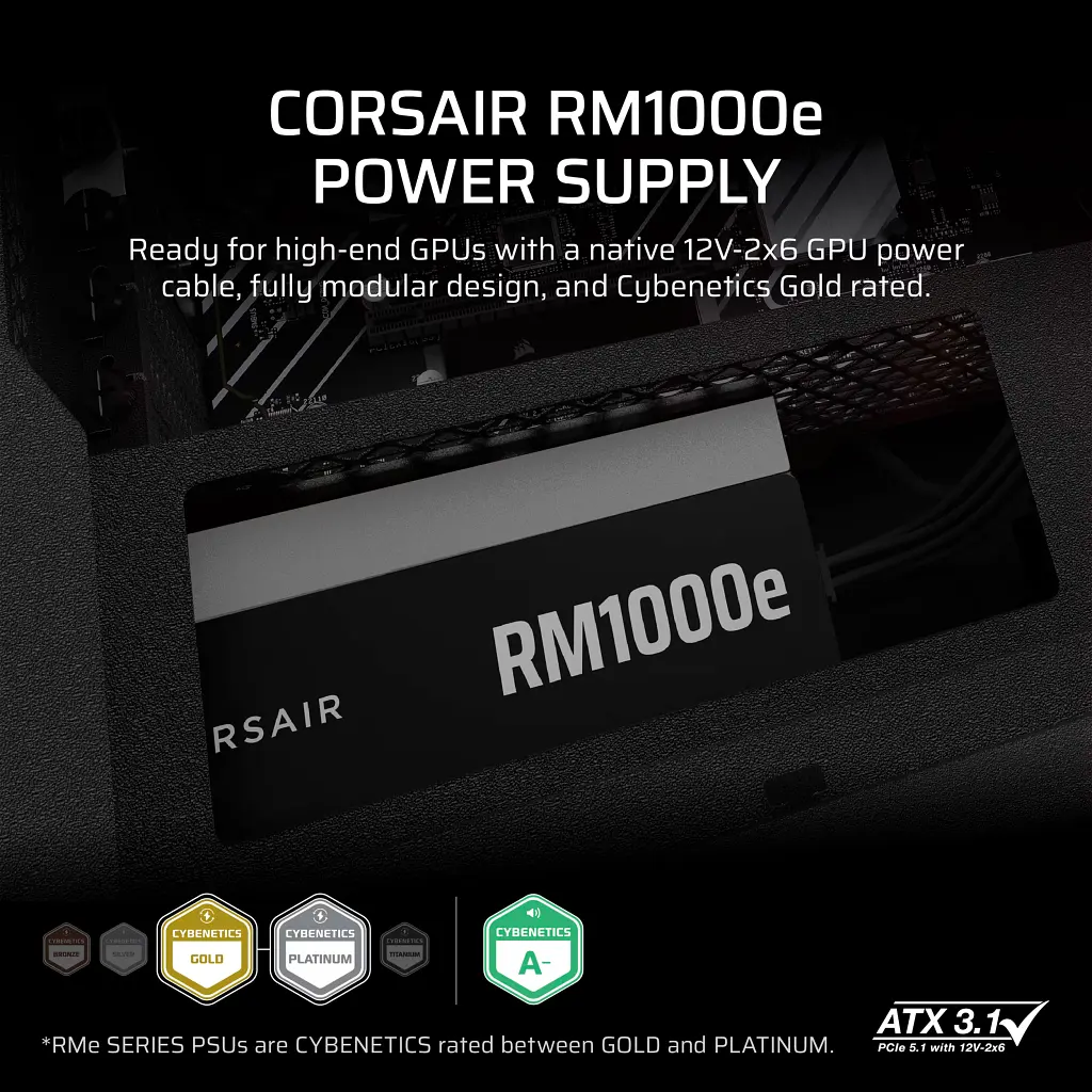 Блок живлення Corsair 1000W RM1000e (CP-9020297-EU) - фото 6