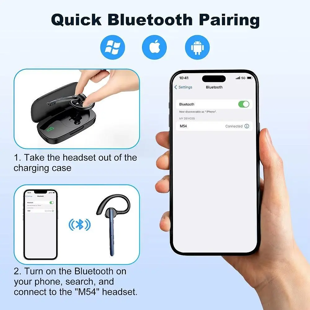 Професійна Bluetooth-гарнітура New Bee M54 чорний - фото 9
