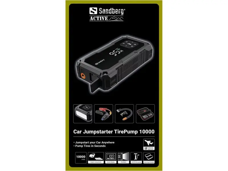 Автономний пусковий пристрій (бустер) Sandberg Jumpstarter TirePump 10000mAh (421-21) - фото 8