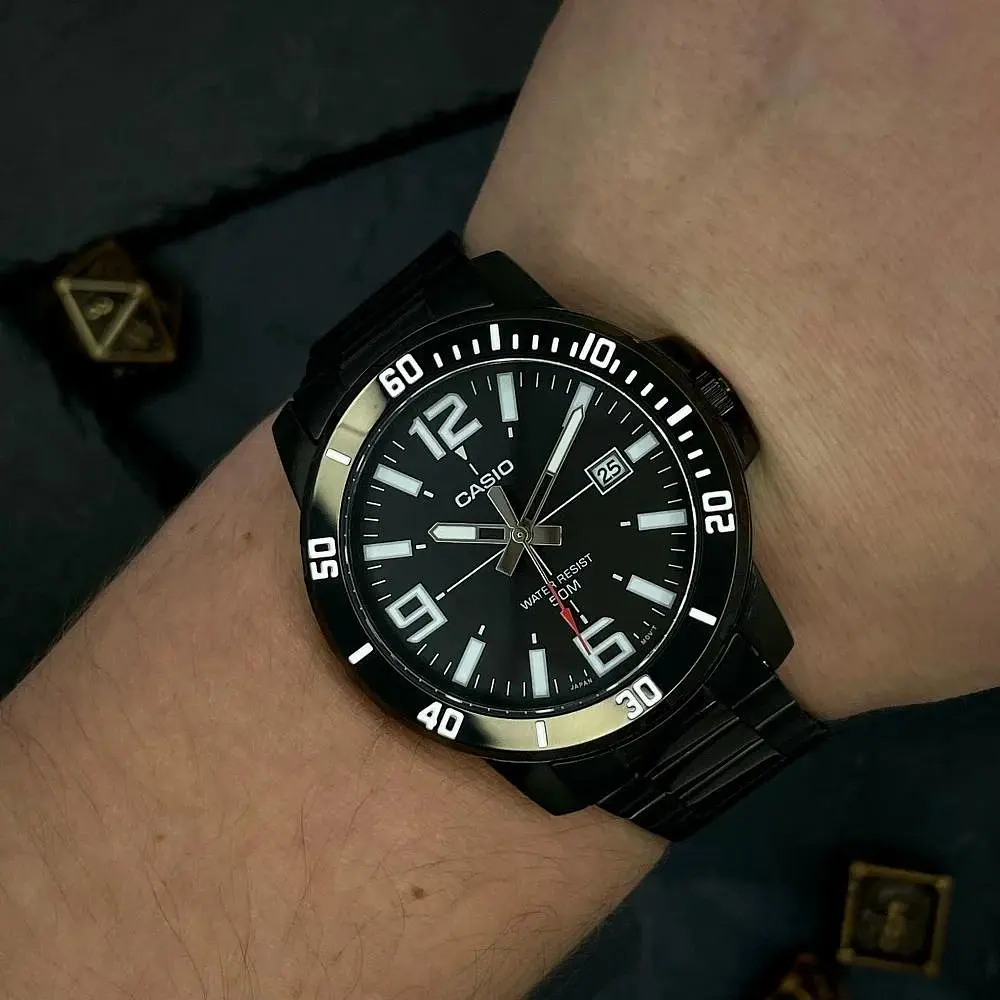 Чоловічий годинник Casio MTP-VD01B-1B Чорний ( AT1141-0116 ) - фото 2