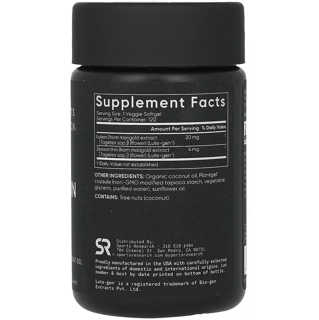 Лютеїн + Зеаксантин Sport Research Lutein + Zeaxanthin 20 мг 120 вегетаріанських м'яких капсул - фото 2