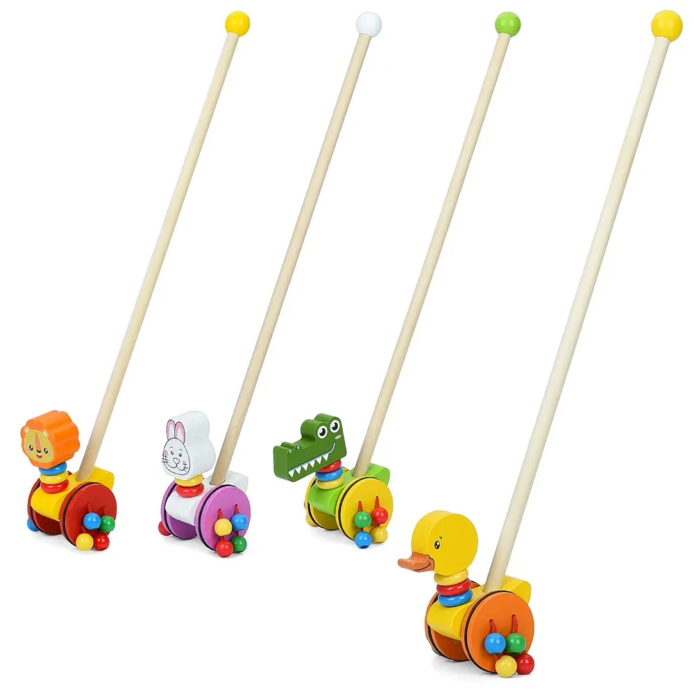 Дерев'яна Каталка на палці, 52 см, з фігуркою 12.5 см, MD1372 (В асортименті) - фото 2