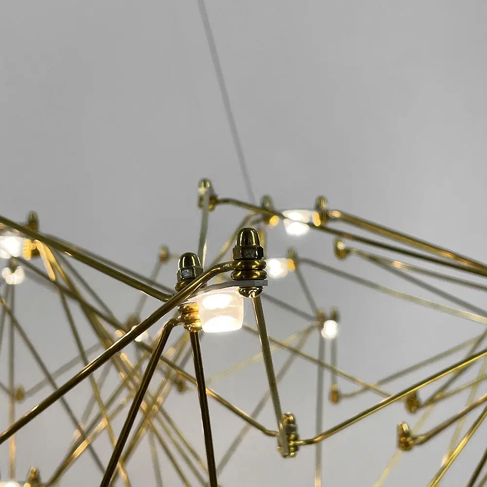 Невесомая золотая люстра Ø 80 см Ст. MJ 206-800 Titanium | Line F - фото 3