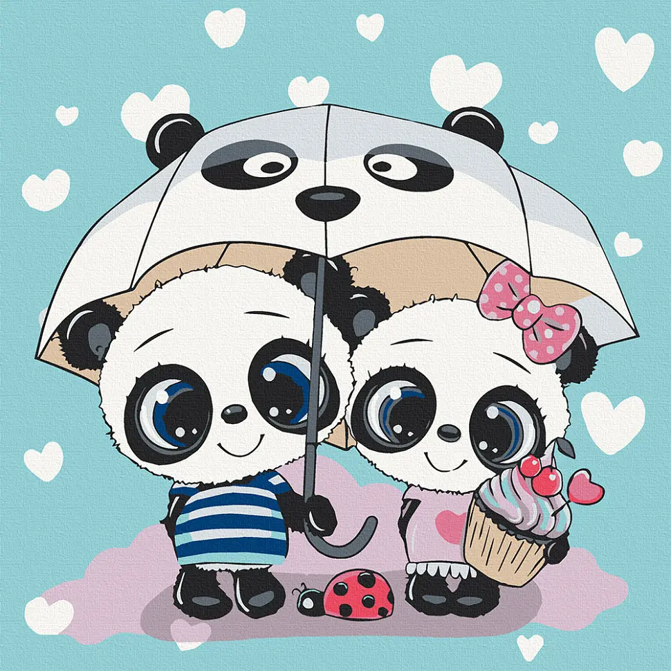 Картина за номерами. Art Craft Пандочка під парасолькою 30x30 см 15519-AC - фото 1