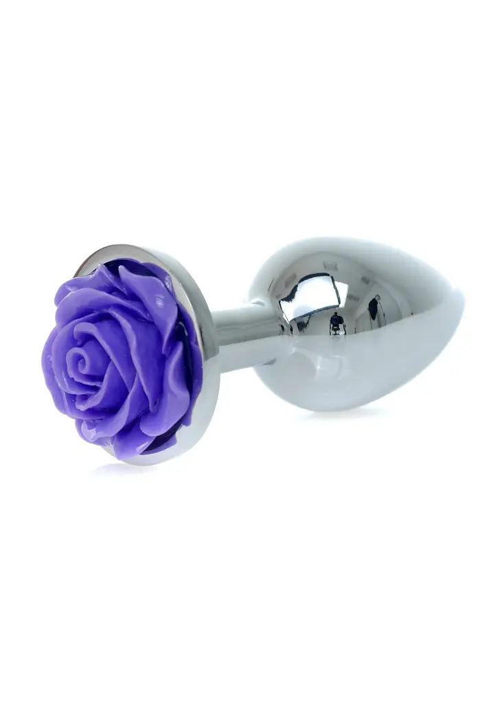 Металлическая анальная пробка Boss Jewellery Silver Plug Rose 9 см (фиолетовый) - фото 2
