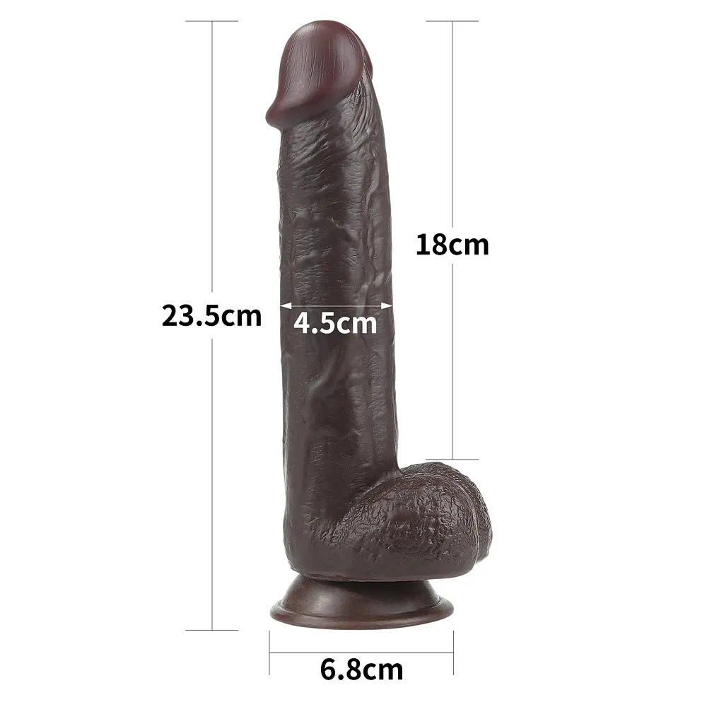 Фалоімітатор - Sliding-Skin Dual Layer Dong 9" Black #1 - фото 2