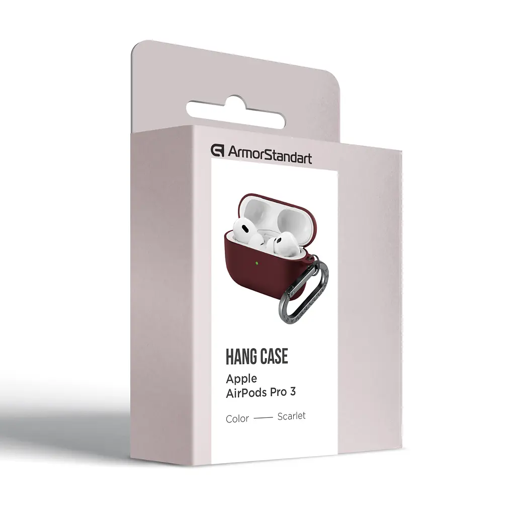 Силіконовий чохол для навушників Apple AirPods Pro 3, Hang Case, коричневий, ультратонкий захисний кейс товщиною 2 мм, захист від подряпин, пилу та ударів, компактний, з карабіном для кріплення, ArmorStandart (ARM88283) - фото 8
