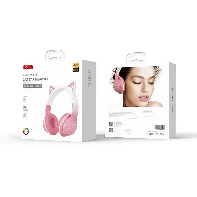 Навушники XO BE38 Cats Ear Colourful Lights Pink - фото 4