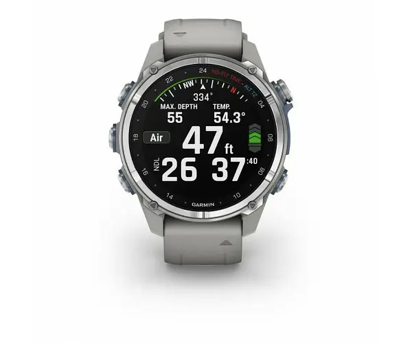 Смарт-годинник Garmin Descent Mk3 43 mm Stainless Steel with Fog Gray Silicone Band (010-02753-04/03) - фото 4