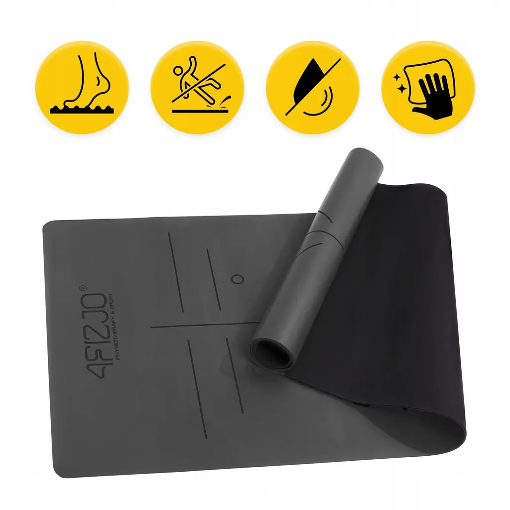 Килимок (мат) спортивний 4FIZJO PU 183 x 68 x 0.4 см для йоги та фітнесу 4FJ0587 Black (P-5907739319531) - фото 3