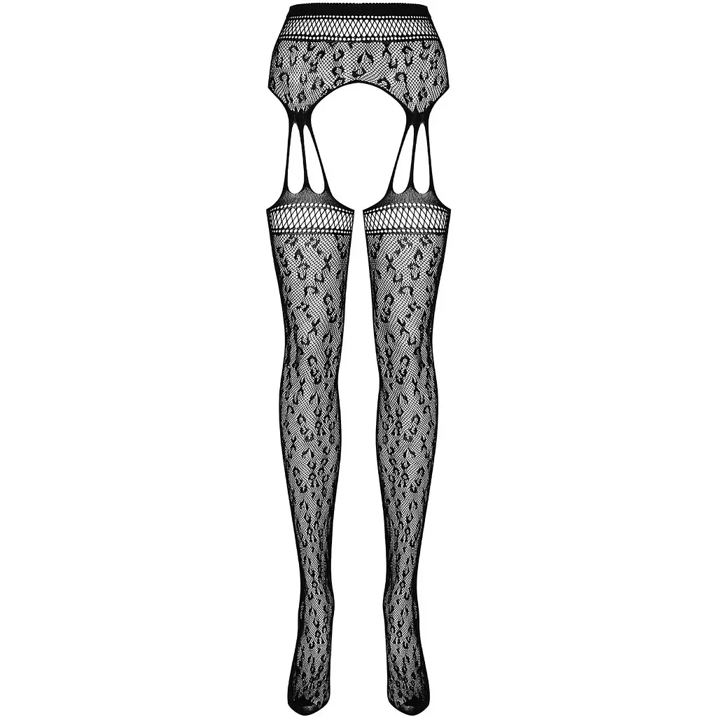 Сітчасті панчохи-стокінги під леопард Obsessive Garter stockings S817 S/M/L - фото 5