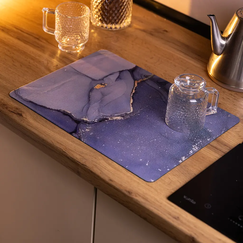 Диатомитовый коврик на кухню для сушки посуды 30×40 (см) моющий влагопоглощающий коврик на столешницу для посуды Синий Yiwu HP-42-26 - фото 4
